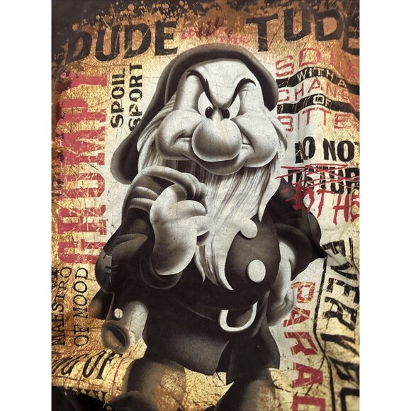 Vintage Brown And Yellow Graphic Disneyland Grumpy Dwarf T-shirt - Picture 1 of 9